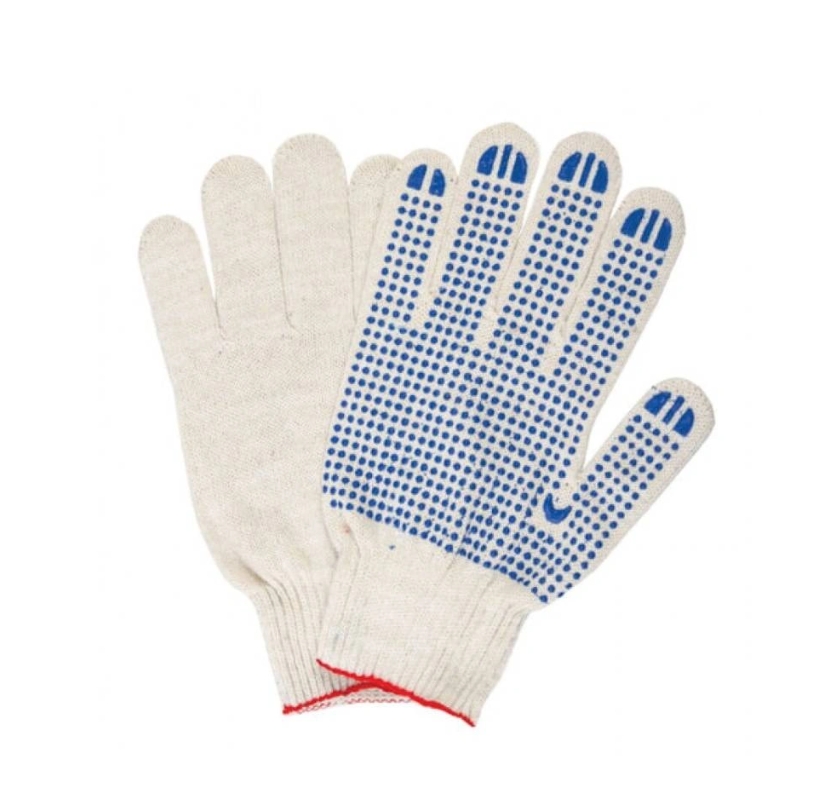 ХБ-10 Перчатки х/б с ПВХ белые 5 нитей