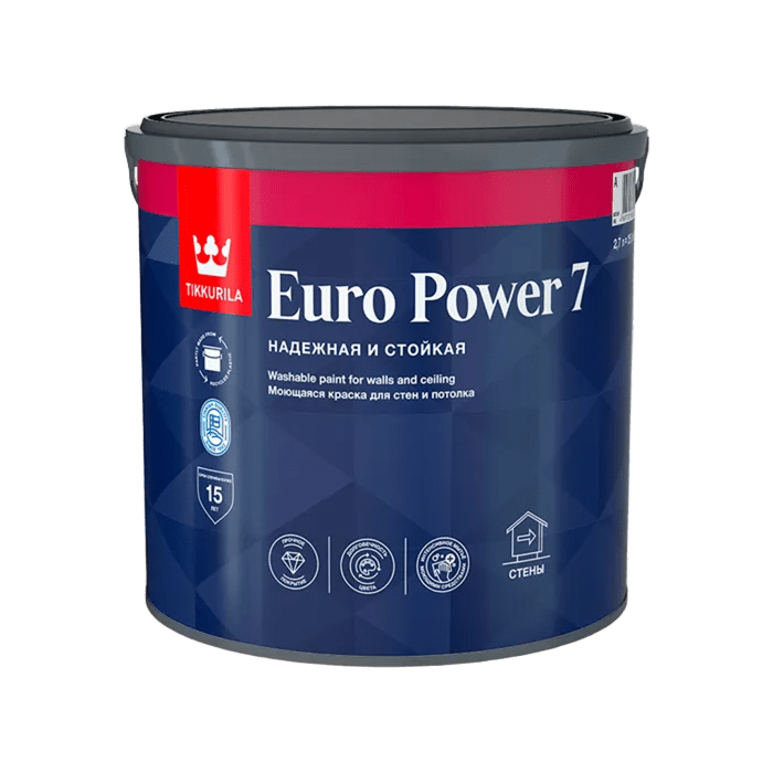 Краска в/д  ЕВРО-7 С  матовая латексная 2,7л, Тиккурила
