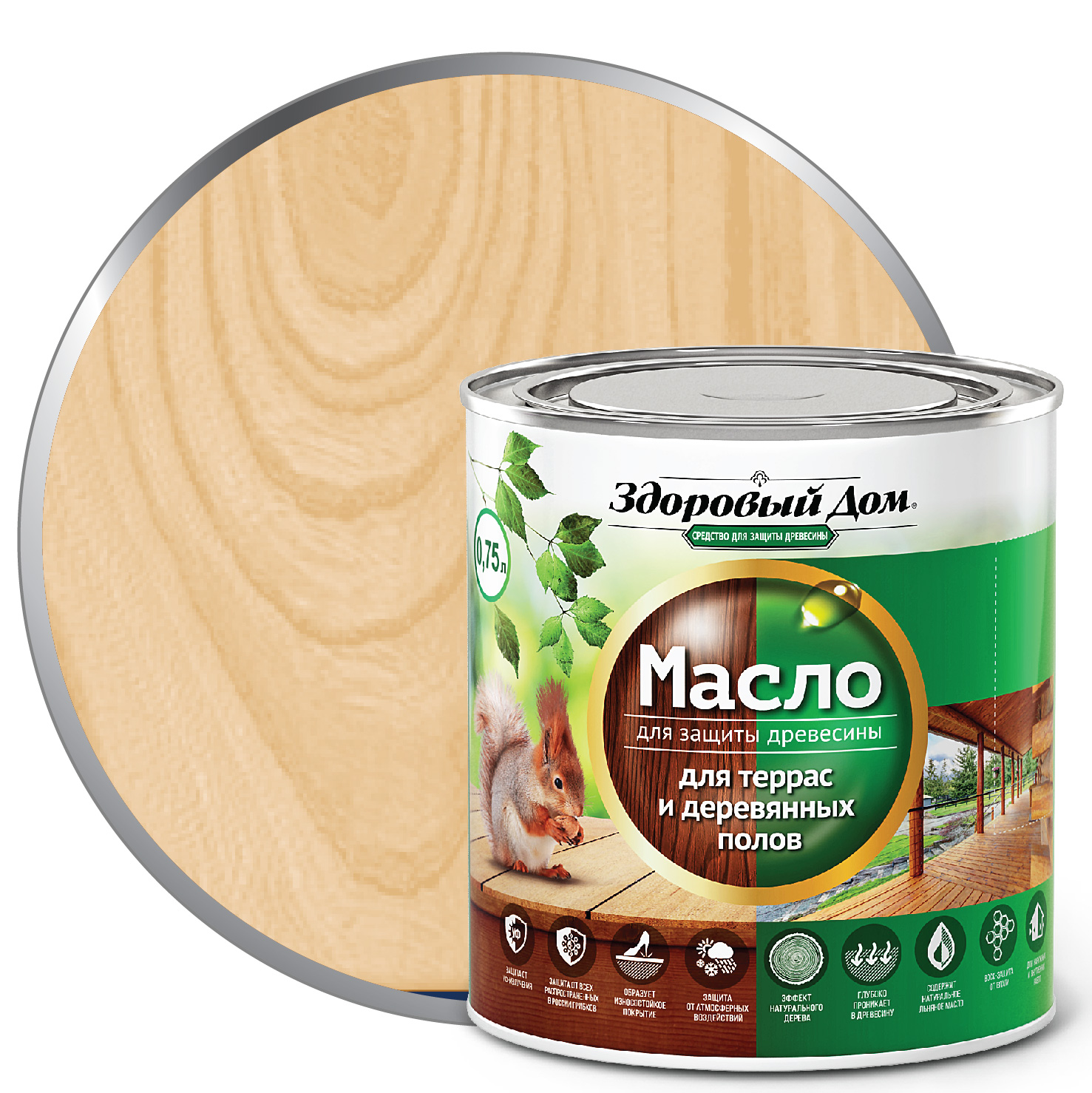 Масло для террас и деревянных полов "Здоровый дом" Лакра 0,75л