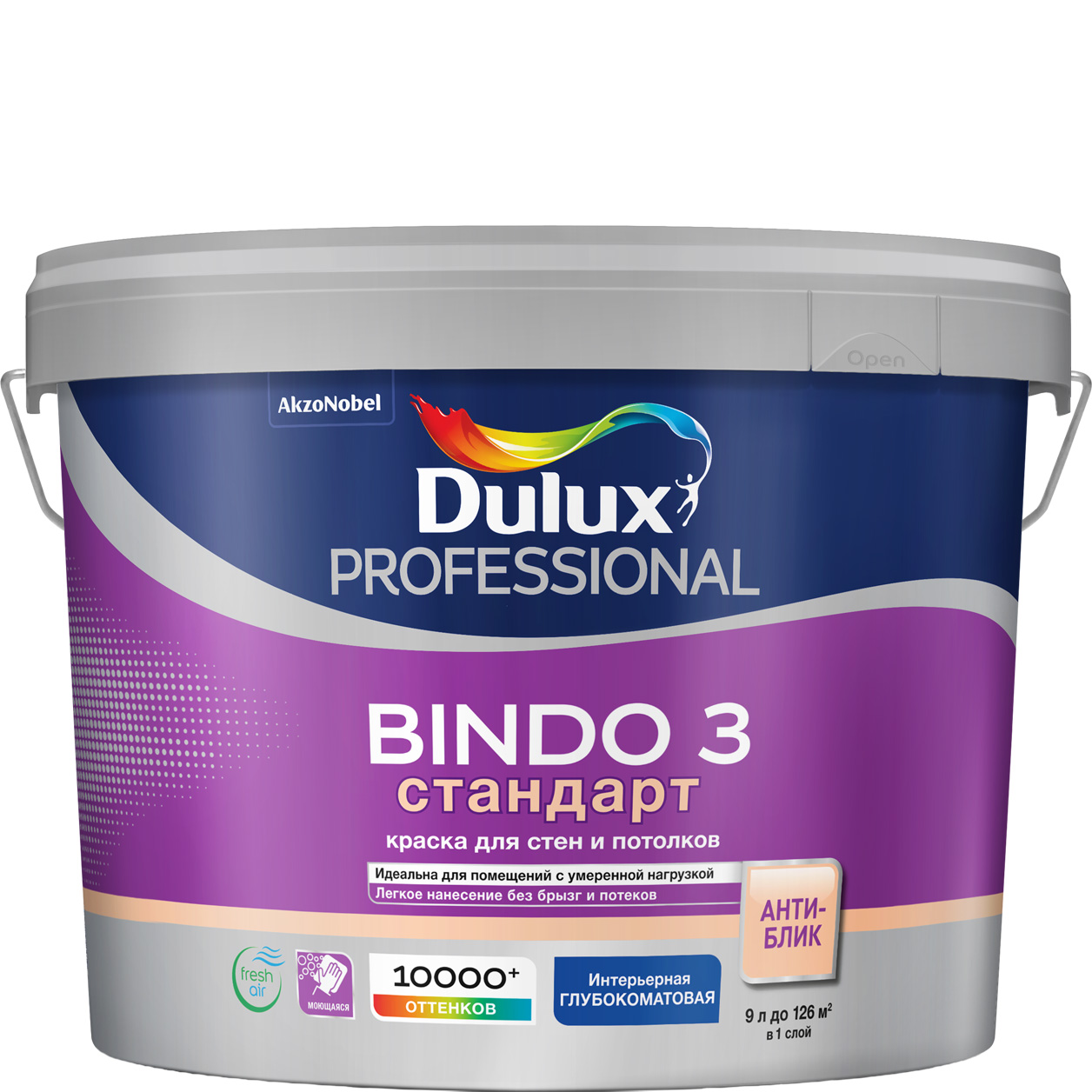 DULUX Краска в/д Professional BINDO 3 BW Стандарт глубокоматовая 9 л