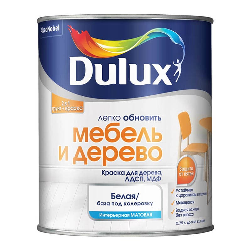 DULUX/Luxium Краска МЕБЕЛЬ и ДЕРЕВО мат ВW 0,75л