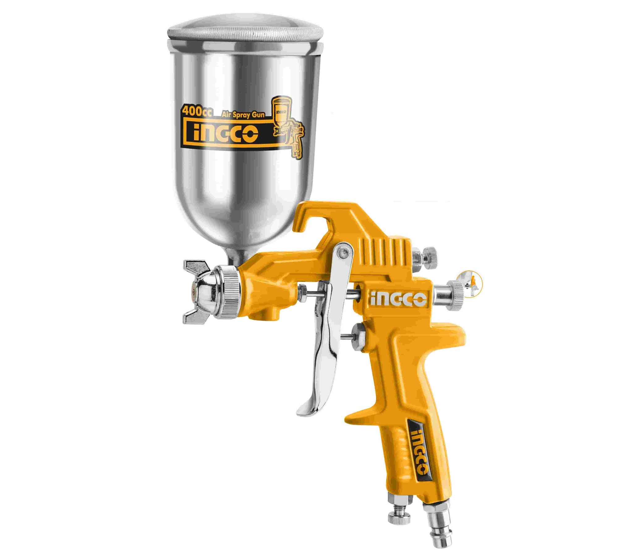 ASG4042 Краскопульт пневматический (верхний бак металл) 400 мл  (INGCO)