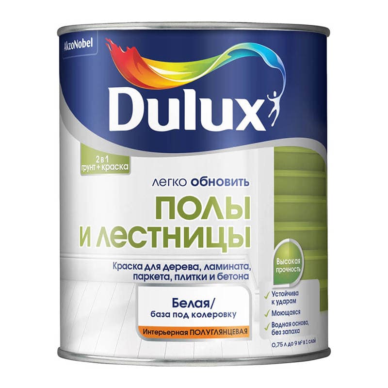 DULUX Краска 2 в 1 Полы и Лестницы п/глянец BW 0,75л 