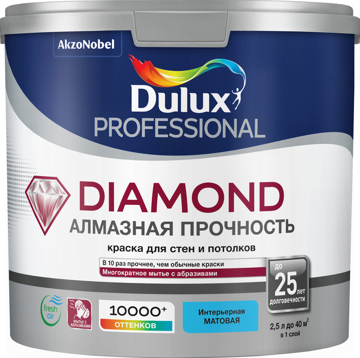 DULUX TRADE Краска в/д DIAMOND EXTRA MATT BW матовая 2,5 л