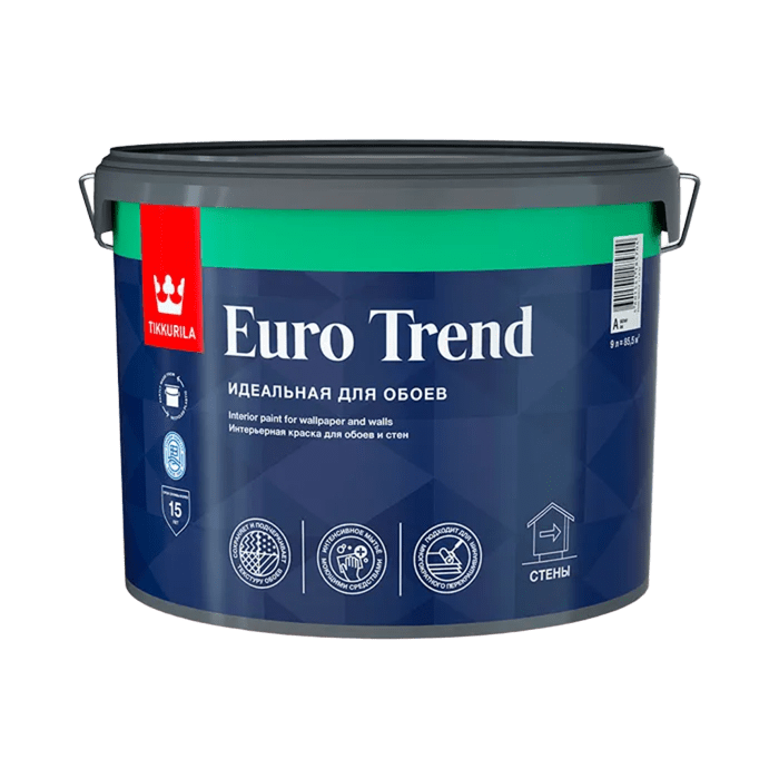 Краска для обоев и стен Евро Тренд А 9л, Тиккурила