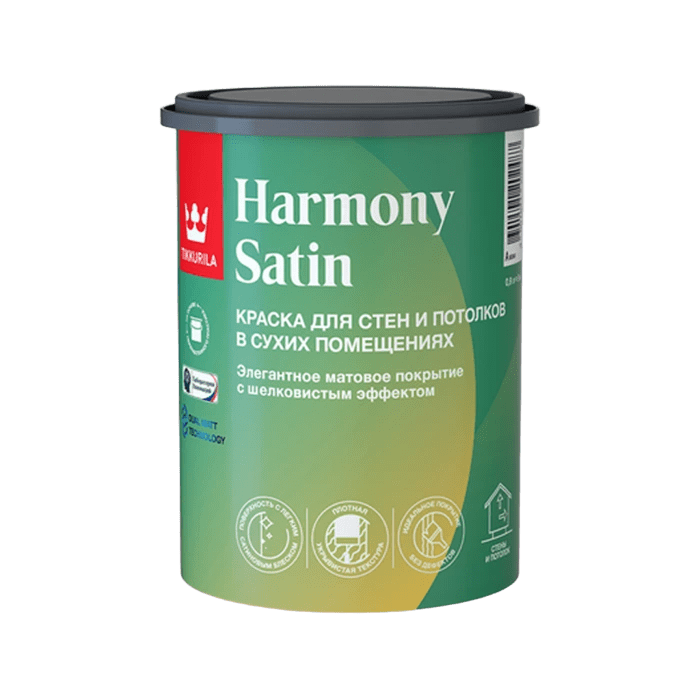 Краска Harmony SATIN А ВД, интерьерн, мат, Тиккурила 0,9л