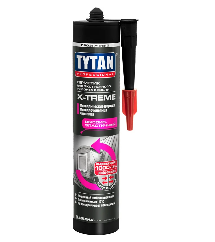 Герметик TYTAN PROFF X-treme Для экстренного ремонта кровли (прозрачный) 310мл