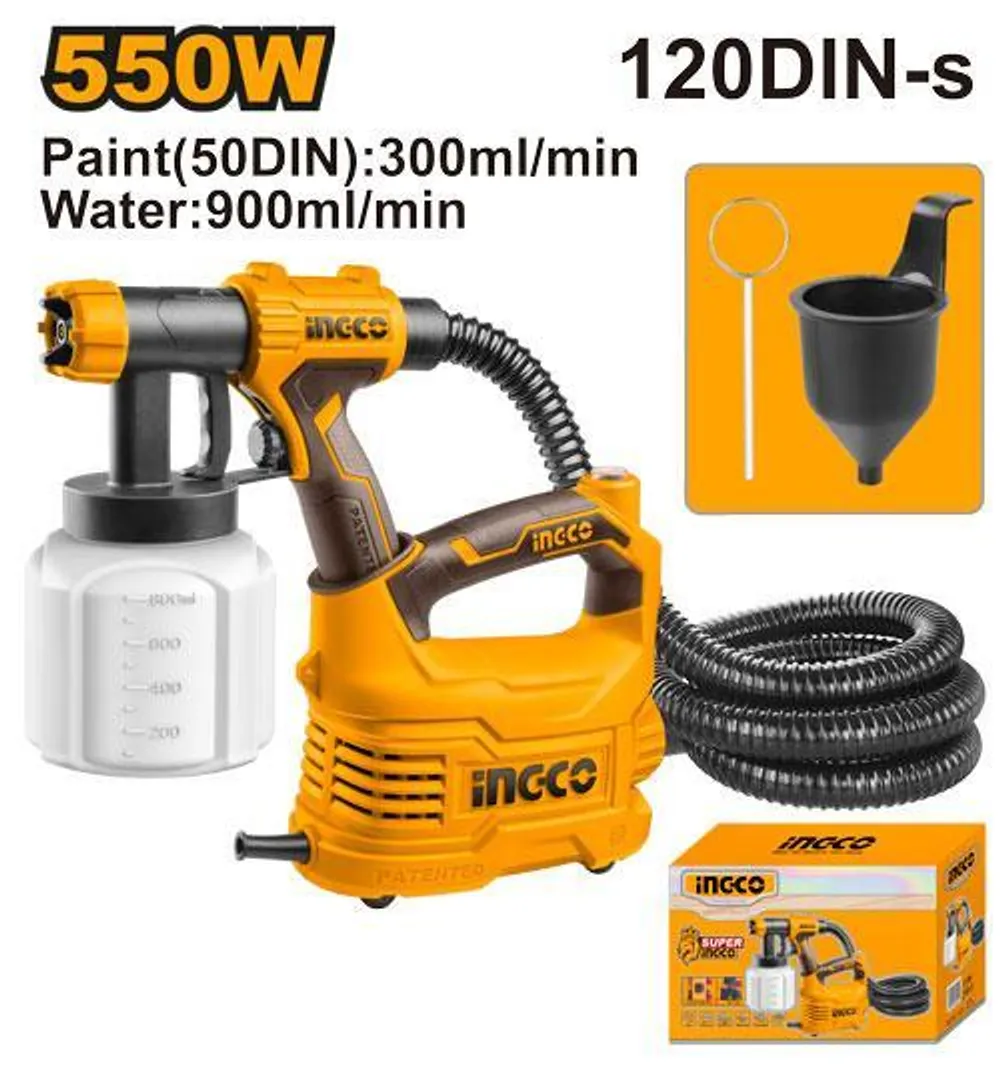 SPG5008 Краскопульт электрический 550Вт (пластик/бак) INDUSTRIAL (INGCO)