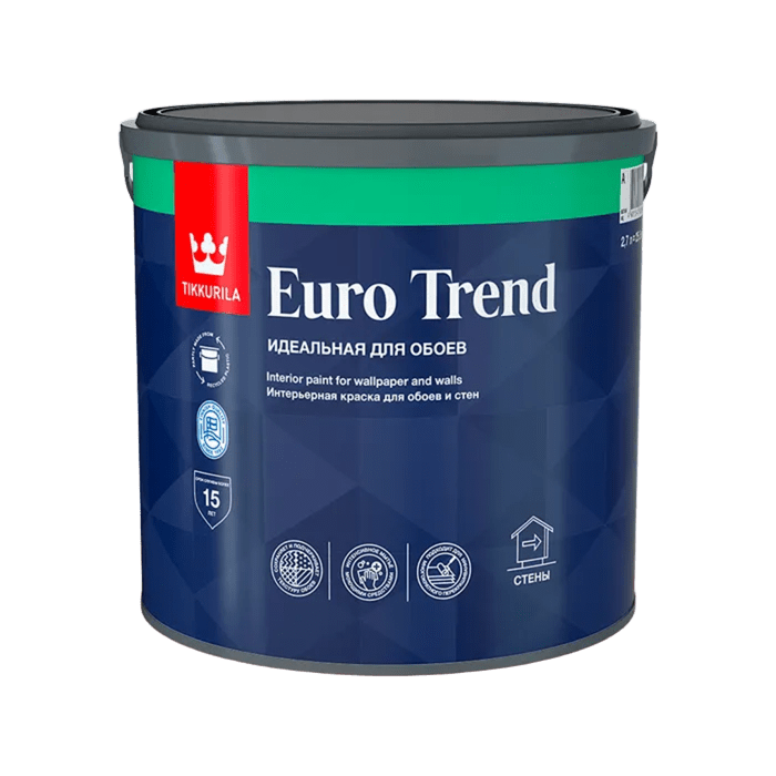 Краска для обоев и стен Евро Тренд А 2,7л, Тиккурила