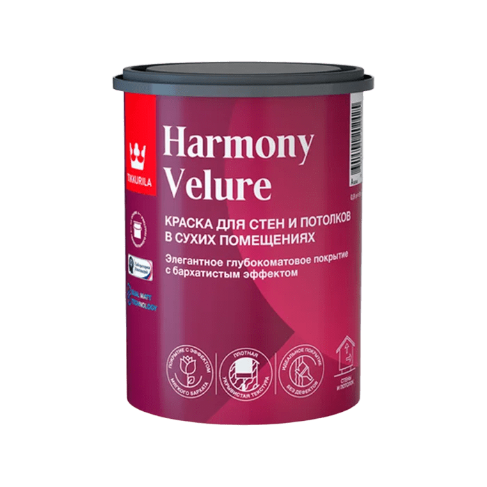 Краска Harmony Velure для интерьеров, гл/мат, (База А) Тиккурила, 0,9л