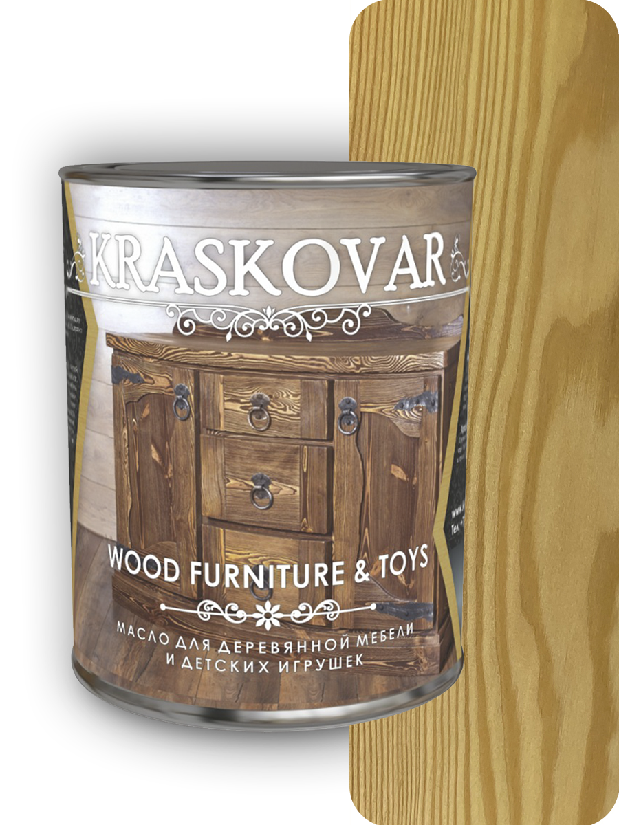 Масло Wood Furniture & Toys для мебели и детских игрушек бесцветное 0,75л Kraskovar