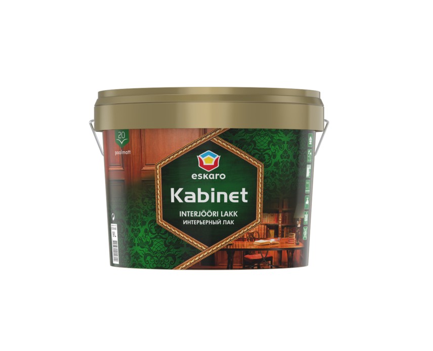 Лак для дерева полуматовый "Kabinet 20" 0,95л ESL001 Eskaro