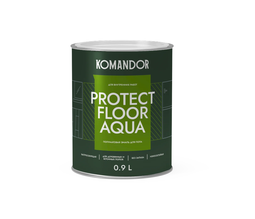 Komandor Эмаль для пола PROTECT FLOOR AQUA (п/мат) База А 0,9 л