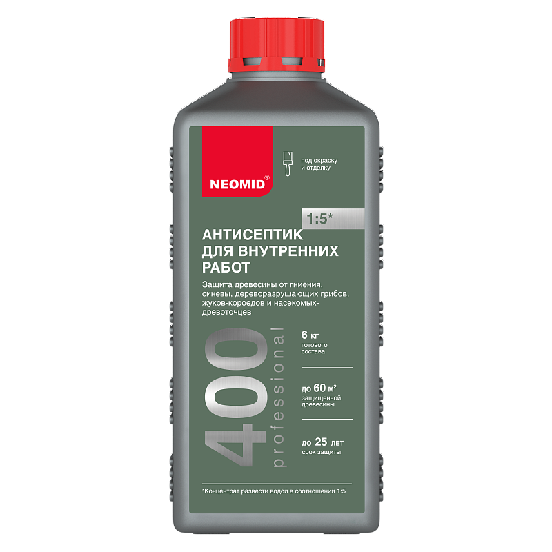 Неомид 400 "антисептик" (деревозащитный состав для внутренних работ) 1 л.
