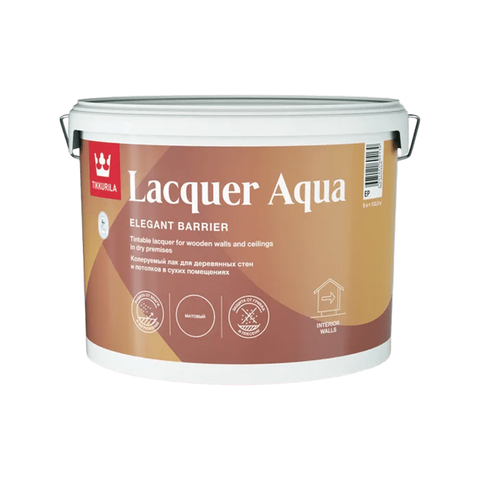 Tikkurila/Tikkivala Лак LACQUER AQUA, д/вн раб, мат 9 л
