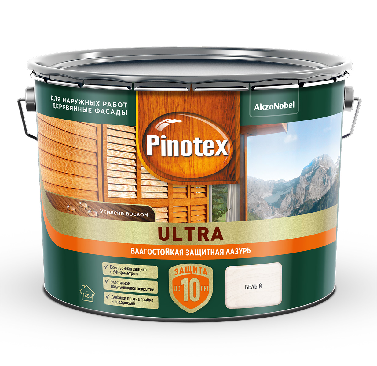 Лазурь " Pinotex/Omnitex Ultra RU " ( "Белый") 9 л