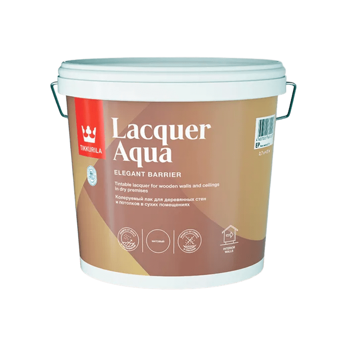 Tikkurila/Tikkivala Лак LACQUER AQUA, д/вн раб, п/глян 2,7 л