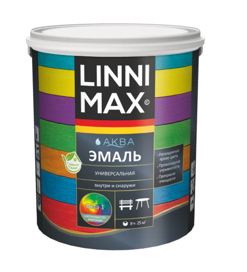 Linnimax Аква Эмаль акриловая (шелковисто-матовая) (База 1)  0,9л