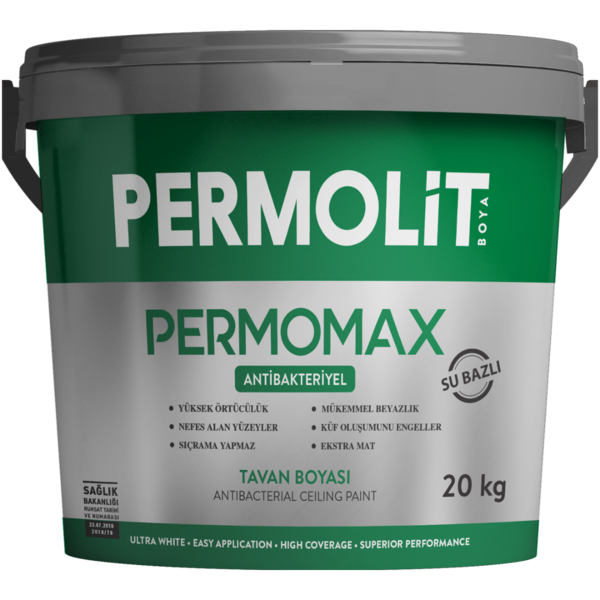 Permolit PERMOMAX Краска для потолка антибакт. (гл/мат) зелен/полоса 1,9 л