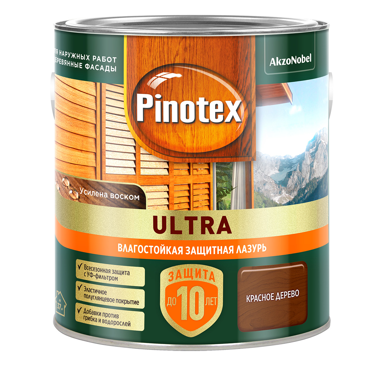 Лазурь " Pinotex/Omnitex Ultra RU " ( "Красное дерево") 2,5 л