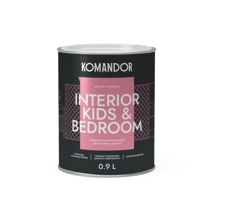Komandor Краска в/д для кухни и ванной INTERIOR BATH&KITCHEN 7 (мат) База А 0,9 л