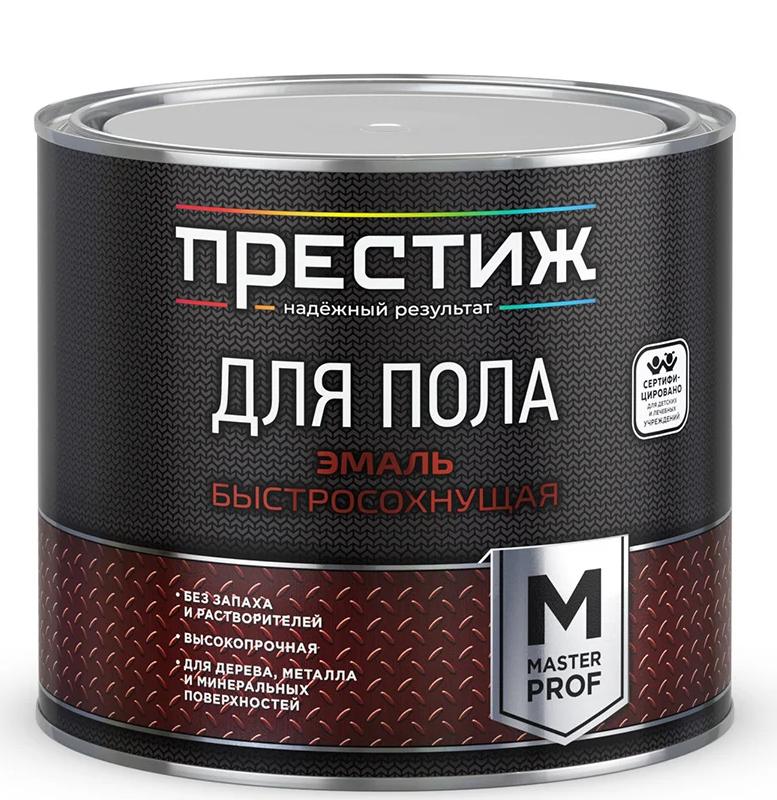 Эмаль для пола б/сох "Престиж" КРАСНО-КОРИЧНЕВАЯ 1,9кг.