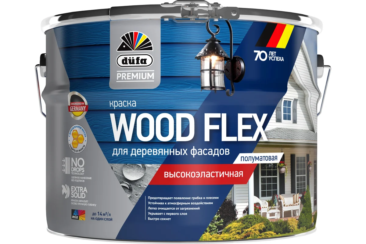 DUFA Premium Краска в/д WOODFLEX для деревянных фасадов База 1, 9л