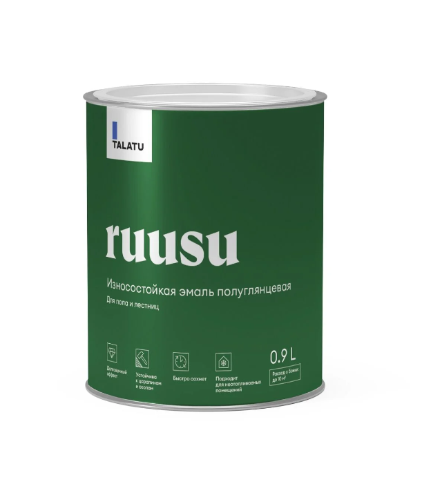 TALATU Ruusu Эмаль для пола и лестниц (п/глян) (База С)  0,9 л