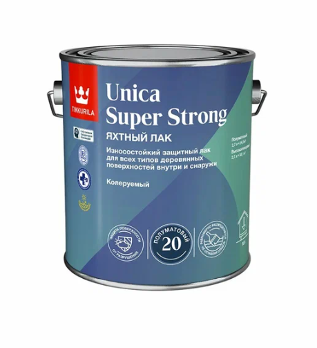 Лак UNICA SUPER STRONG 20 уретано-алкидн, универс, п/мат, Тиккурила 2,7л