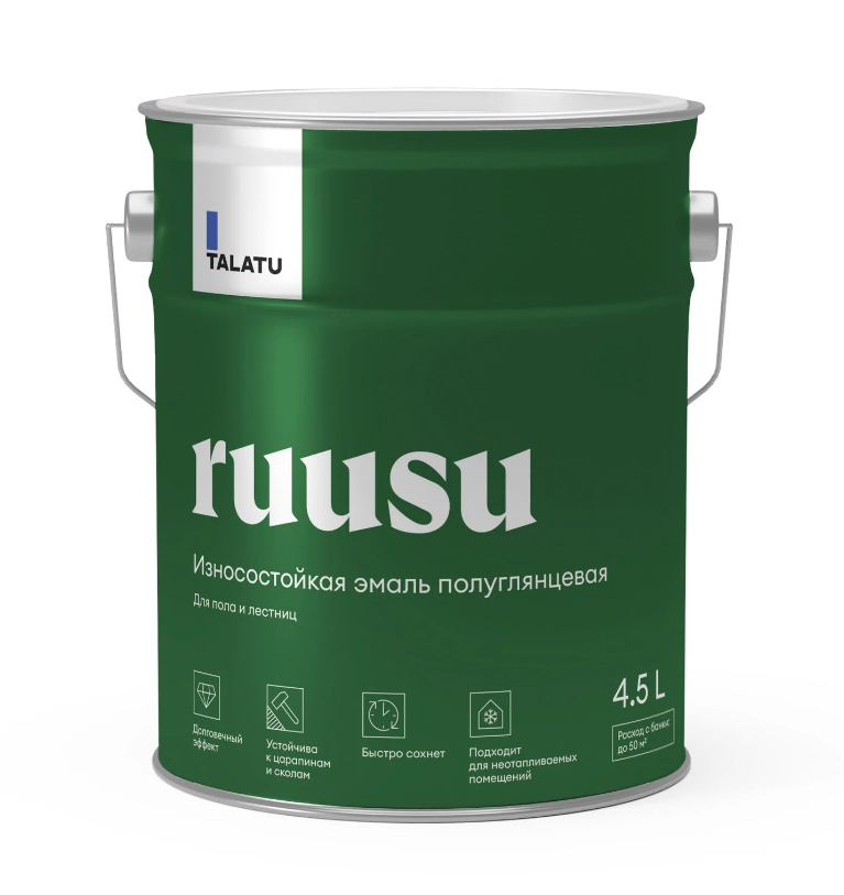 TALATU Ruusu Эмаль для пола и лестниц (п/глян) (База А)  4,5 л