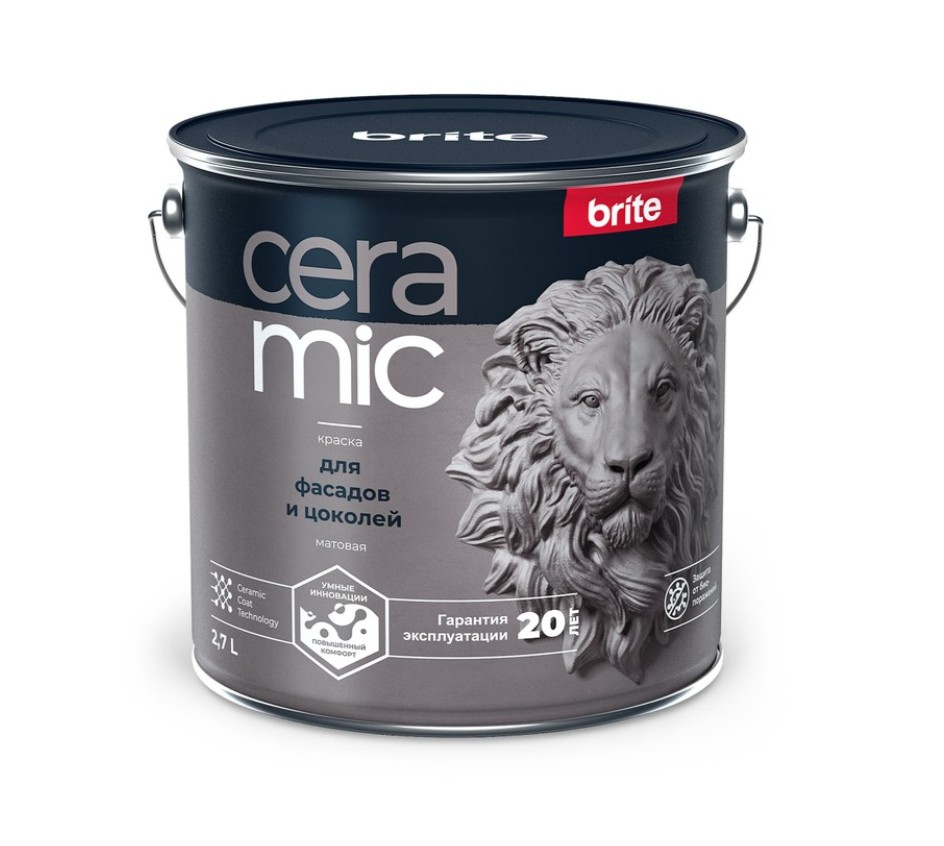 BRITE Ceramic Краска для фасадов и цоколей (База С) 2,7 л
