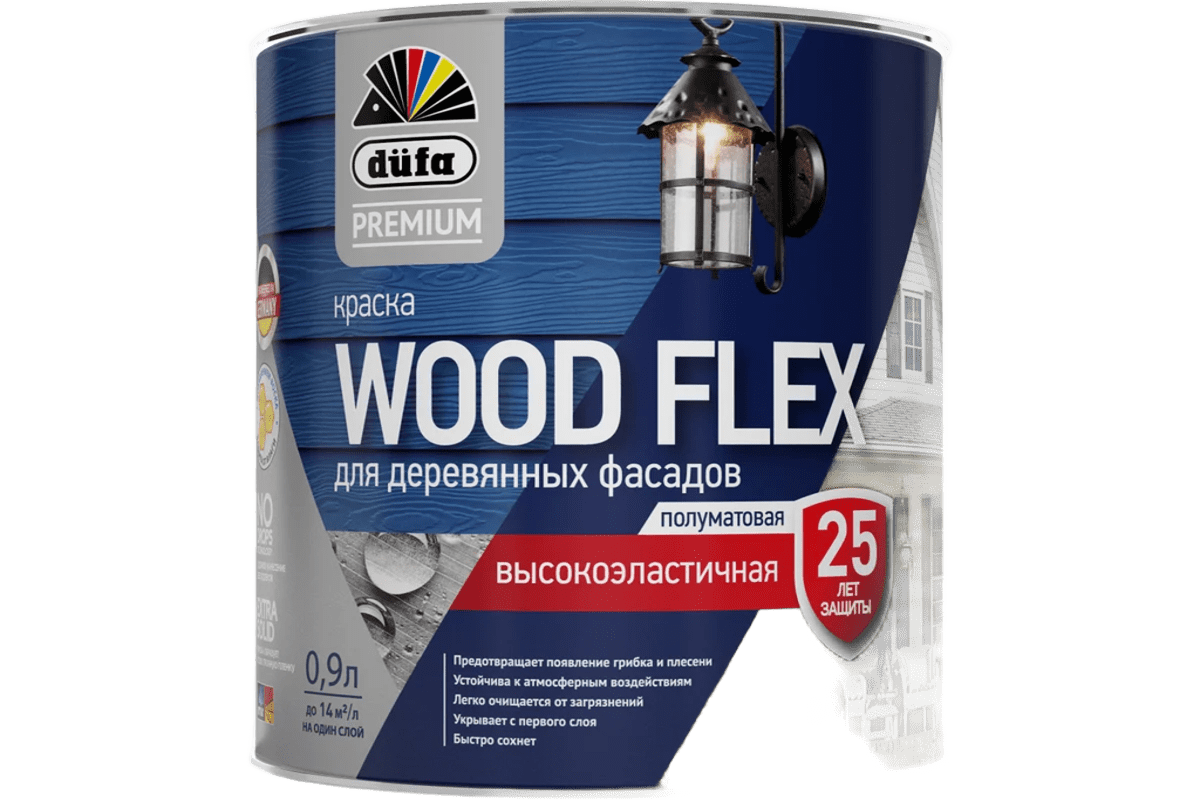 DUFA Premium Краска в/д WOODFLEX для деревянных фасадов База 1 0,9л