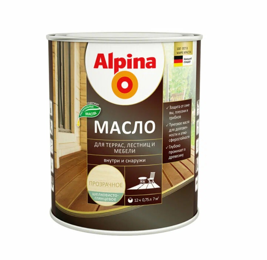 Linnimax Масло для террас, лестниц и мебели шелковисто-глянцевое 0,75л