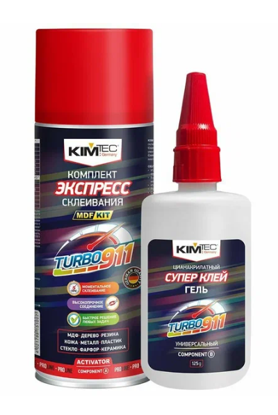 03-01-33 Комплект экспресс склеивания TURBO 911 (Клей 65 гр+активатор 200 мл)  KIM TEC 