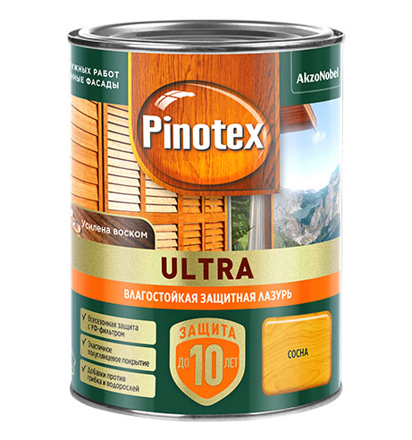 Лазурь " Pinotex/Omnitex Ultra RU " ( "Сосна") 0,9 л