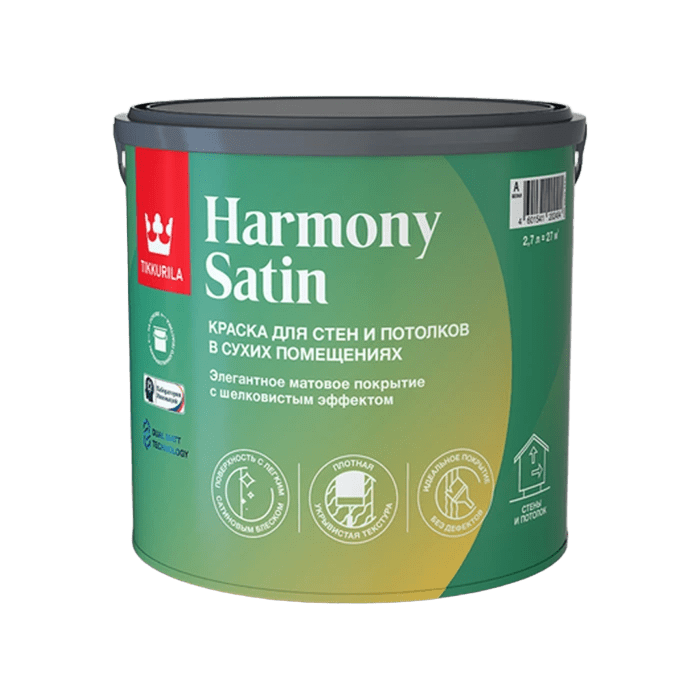 Tikkurila/Tikkivala Краска Harmony SATIN С ВД, интерьерн, мат, 2,7л