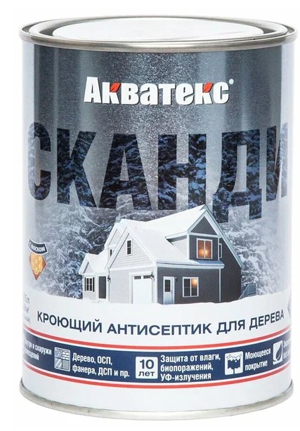 Акватекс СКАНДИ Кроющий антисептик для дерева база С 0,75л