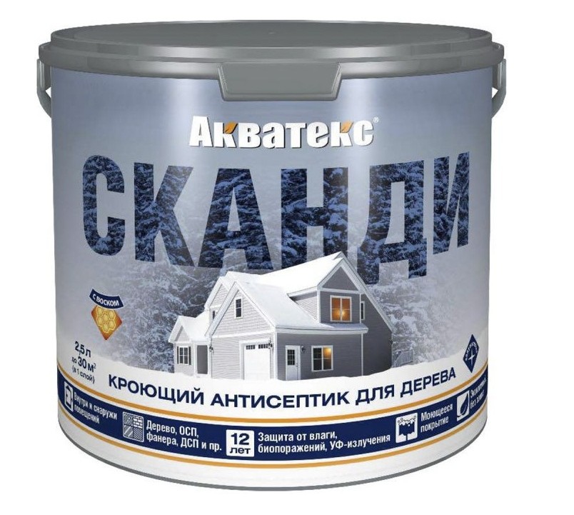 Акватекс СКАНДИ Кроющий антисептик для дерева база С 2,5л