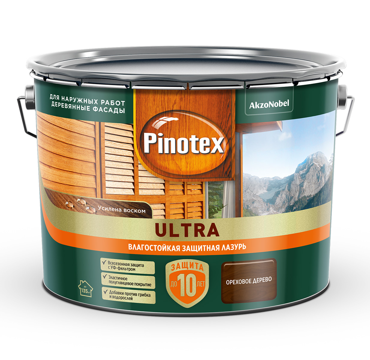 Лазурь " Pinotex/Omnitex Ultra RU " ( "Ореховое дерево") 9 л