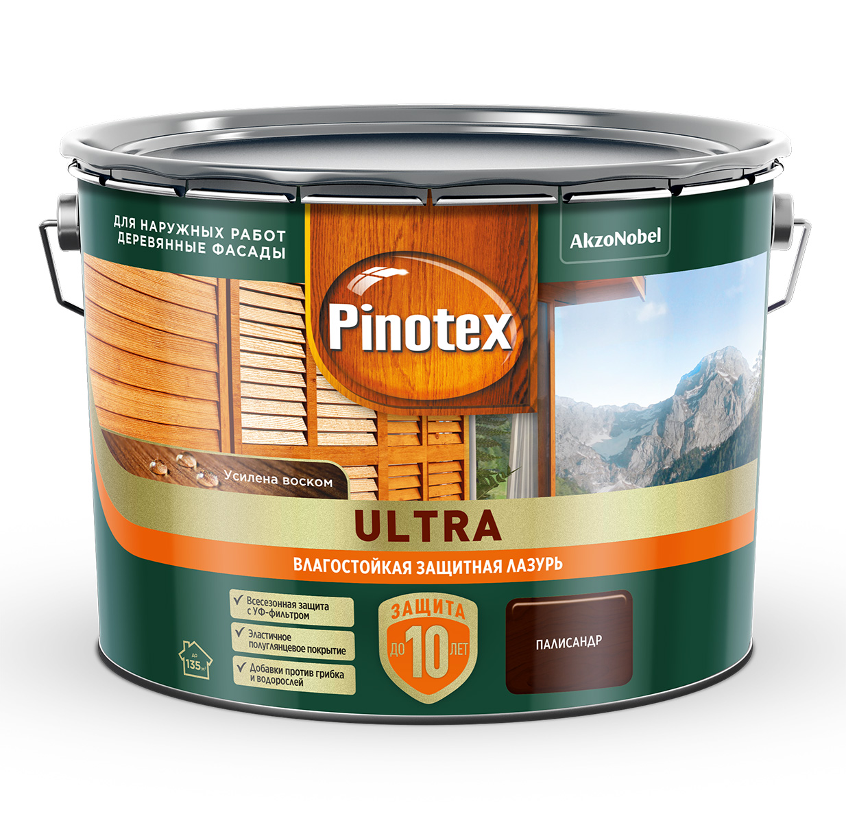 Лазурь " Pinotex/Omnitex Ultra RU " ( "Палисандр") 9л