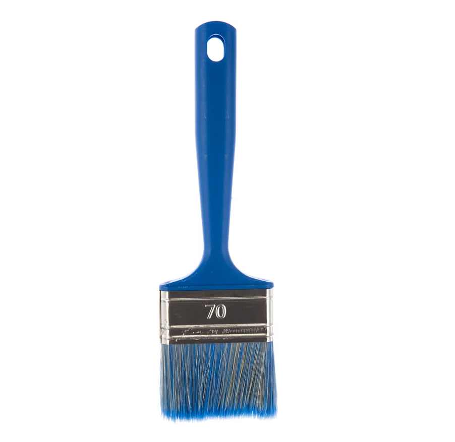77070 Кисть флейцевая КФ70х14 Лаки и краски на водной основе  (Синяя ручка) "Лазурный берег"