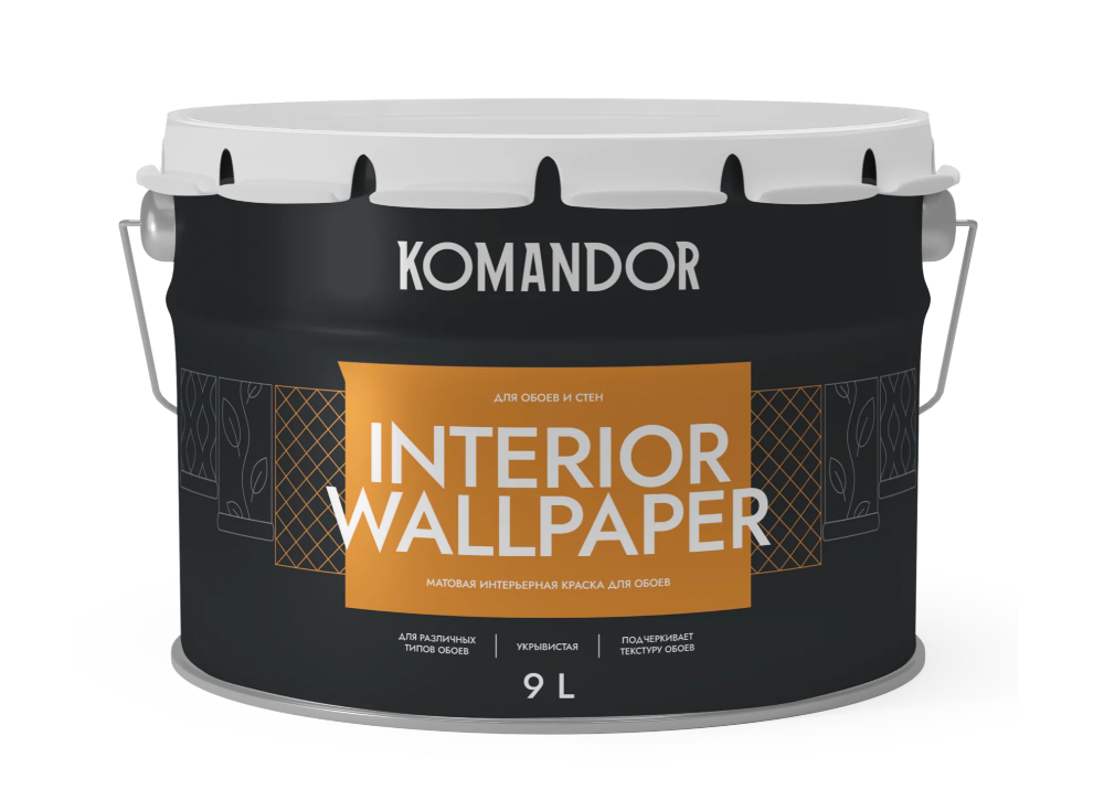 Komandor Краска в/д для обоев и стен INTERIOR WALLPAPER (мат) База А 9 л