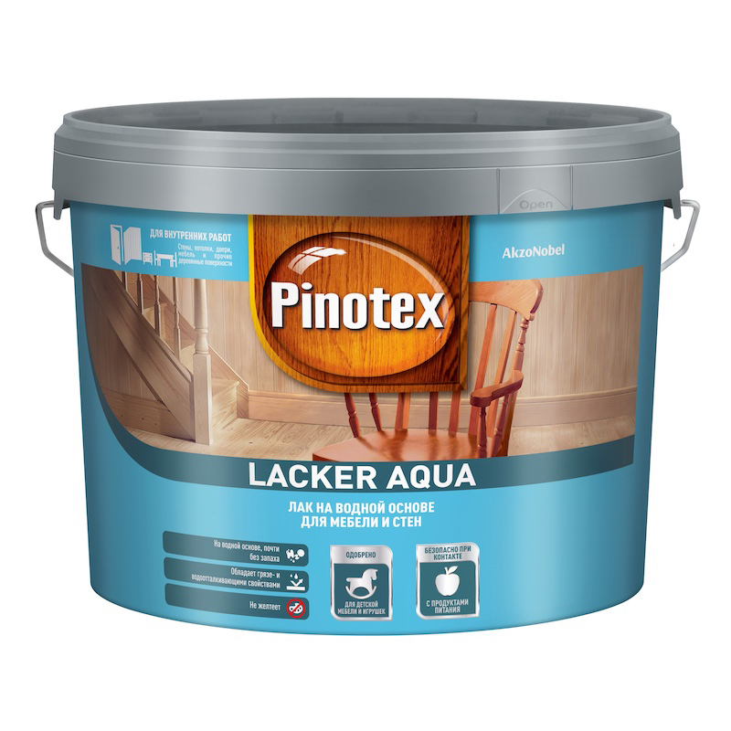 PINOTEX/Omnitex LACKER AQUA 70 глянцевый (9л) лак водный  для мебели и стен