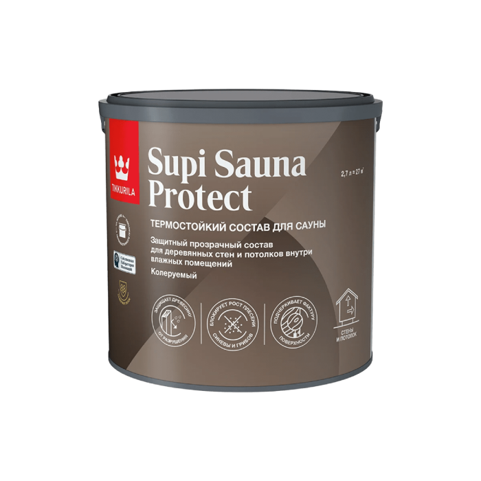 Tikkurila/Tikkivala SUPI SAUNA PROTECT термостойкий состав 2,7л