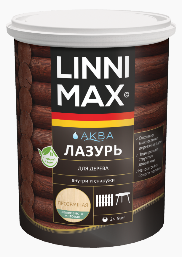 Linnimax Аква Лазурь антисептик лессирующий мат. 2,5л