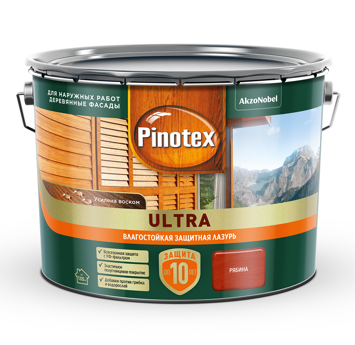 Лазурь " Pinotex/Omnitex Ultra RU " ( "Рябина") 9 л