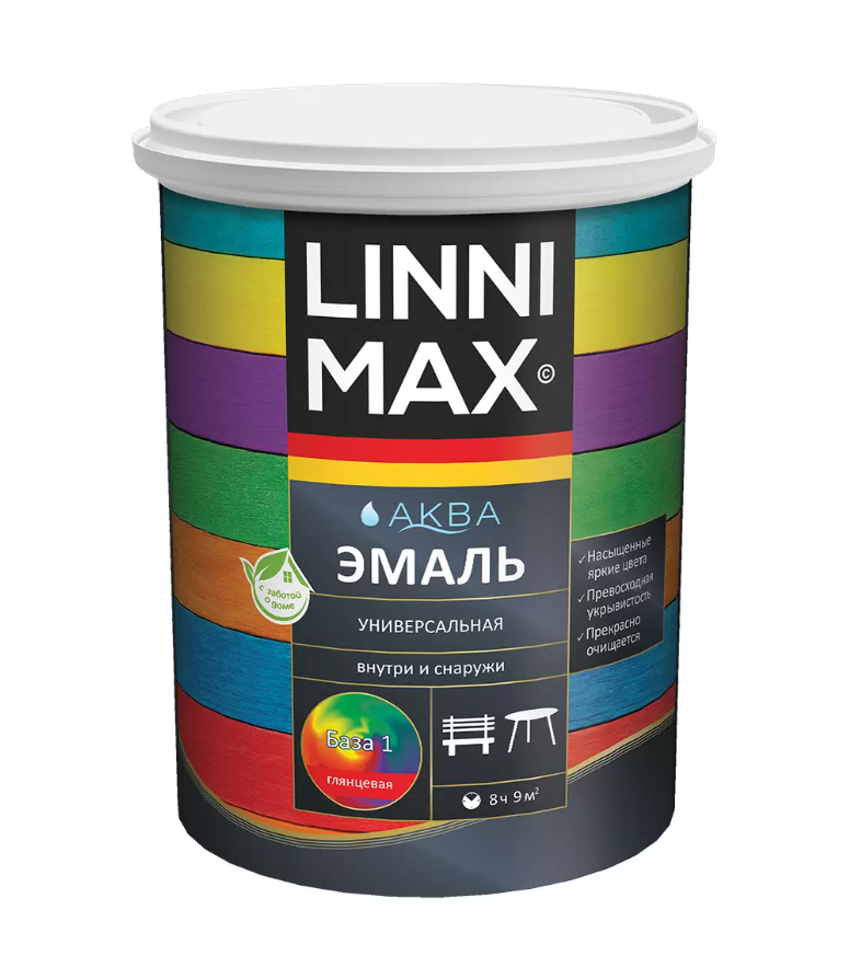 Linnimax Аква Эмаль акриловая (Глянцевая) (База 1)  0,9 л