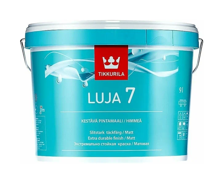 Краска Луя 7 "А" мат д/влажн помещ, 9л, Тиккурила (Финляндия)
