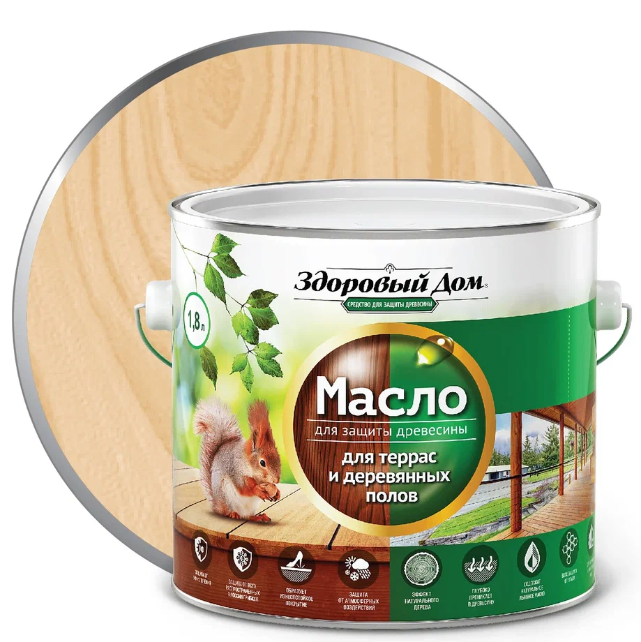 Масло для террас и деревянных полов "Здоровый дом" Лакра 1,8л