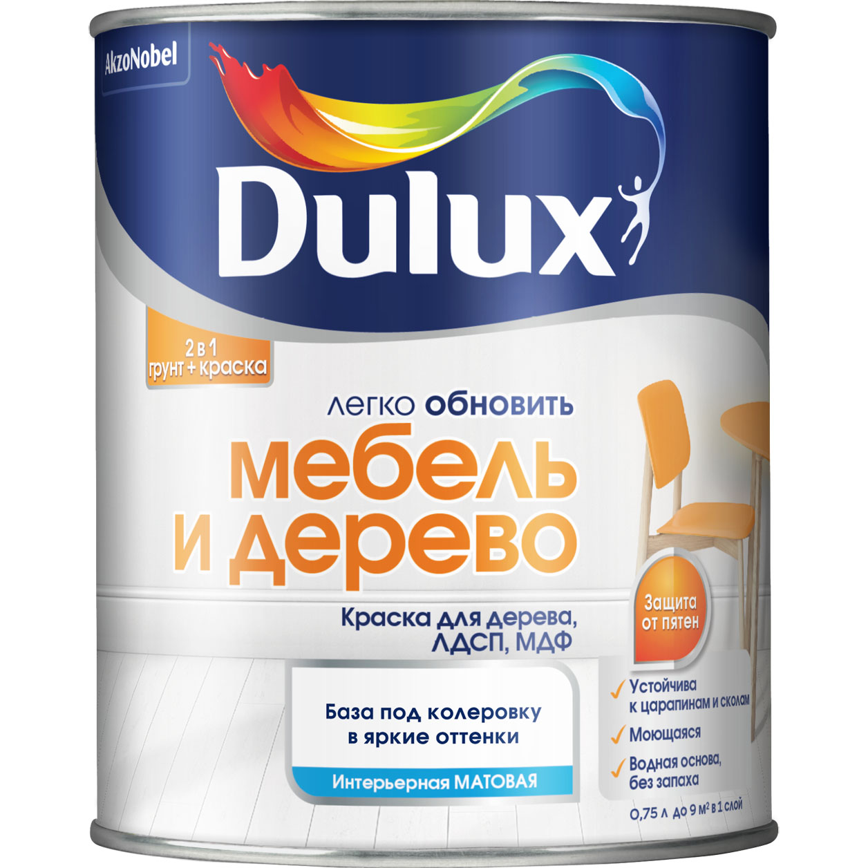 DULUX/Luxium Краска МЕБЕЛЬ и ДЕРЕВО мат ВС 0,75л